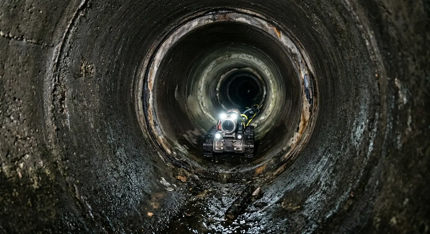 Robotic sewer camera inspecting pipe interior for Drain Snake Service in McComb